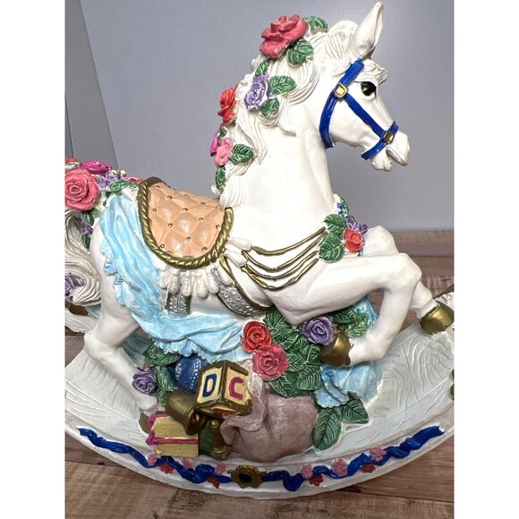World Bazaars Vintage Resin Musical Rocking Horse - Picture 3 of 7